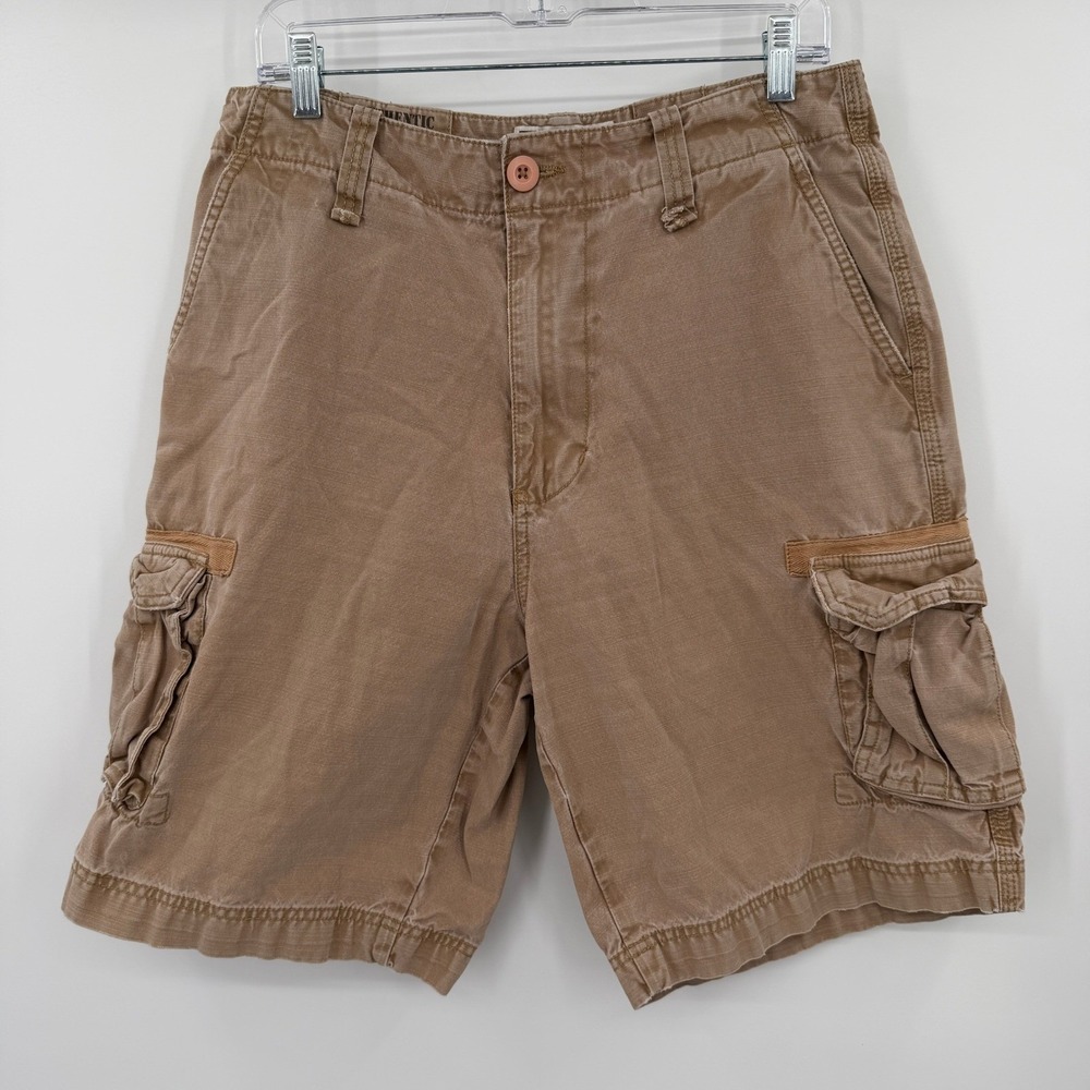 Champs Sports Mens 32 Cargo Shorts Tan Khaki Cotton Military Utility Casual 9in